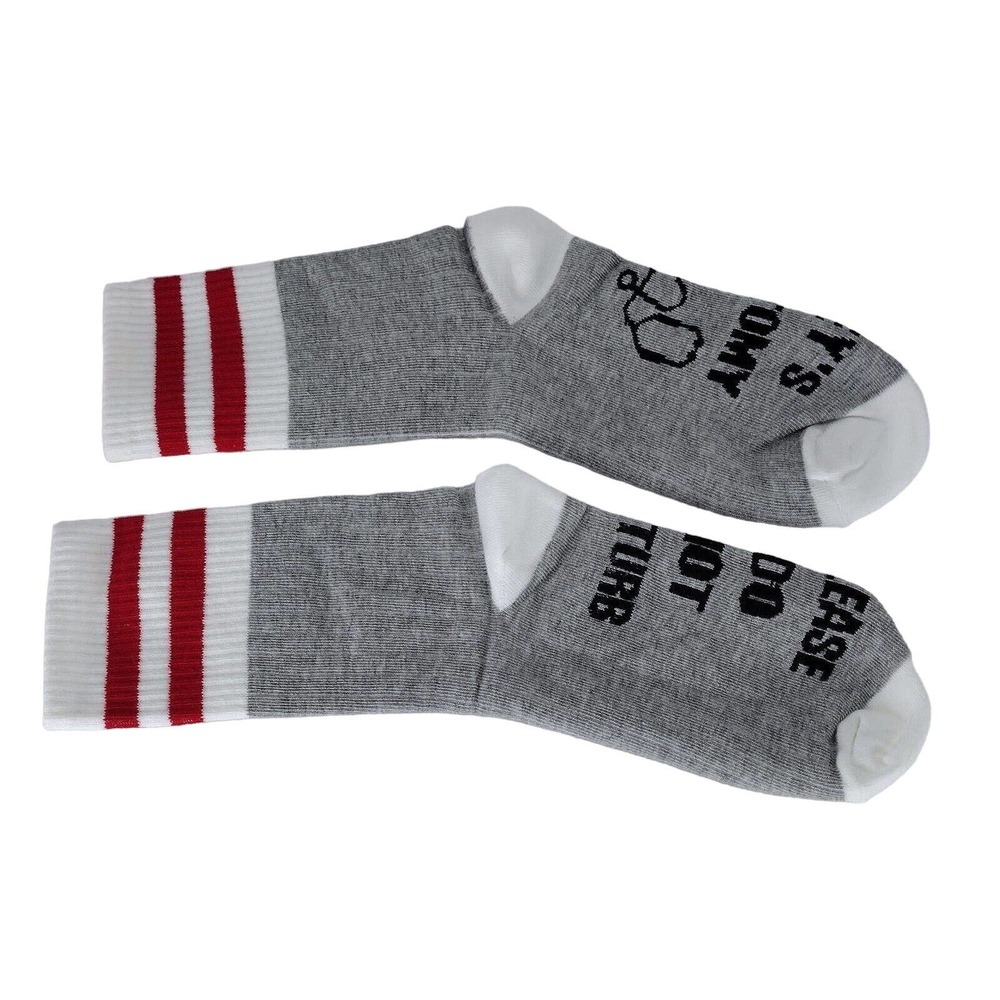 Funny Socks Do Not Disturb Greys Anatomy Is On Gray Red White Popular NIP - Picture 3 of 5